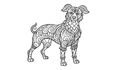 Sophie dog Adult t shirt design silhouette and vector line art, High-Quality Illustration, Ideal for Relaxation and Stress Relief, Perfect for Adult Coloring Books and Printable Art Therapy.