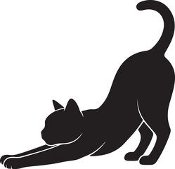 Playful cat stretching out gracefully in a vibrant illustration