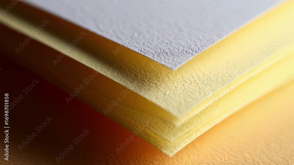 Poster closeup of matte paper stock sharply focused with soft defocused surroundings showcasing recycled ma