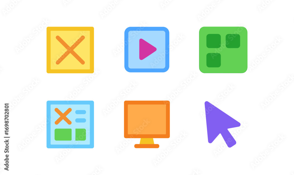 Poster modern ux design icons collection for digital interface elements and user experience enhancement