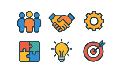 Fototapeta premium Teamwork icon set for business and collaboration design