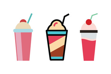 a set of colorful milkshake vector art illustration