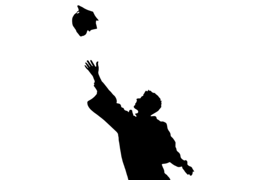 Joyful graduate celebrates achievement by tossing cap high in the air, symbolizing freedom and new beginnings for a bright future.