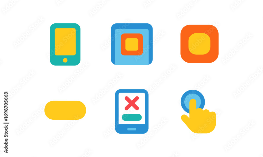 Poster colorful app design icons for user interface and digital projects