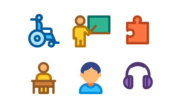 Inclusive learning and special education icons for accessible design and educational materials