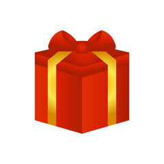 Red Gift Box with Golden Ribbon and Bow on Black Background – 3D Vector Illustration