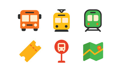 Public transport icons for map navigation and ticketing design