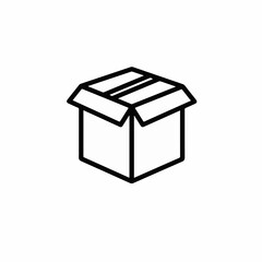 Simple line drawing of an open cardboard box ready for shipping or storage