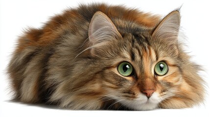 Obraz premium adorable feline with piercing eyes on its back transparent background