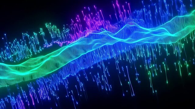 Abstract neon wave forms with flowing lines