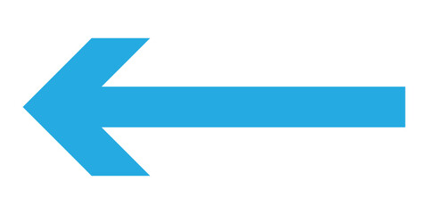 Long blue arrowhead vector icon set.  Isolated long blue arrow icon on white background. Left side directional arrows.  EPS 10. 