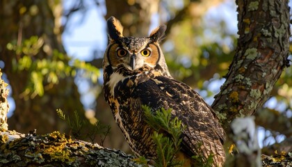 Owl perched in a tree