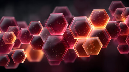 Illuminated hexagon pattern glowing vividly in luminous shades of pink as digital wallpaper