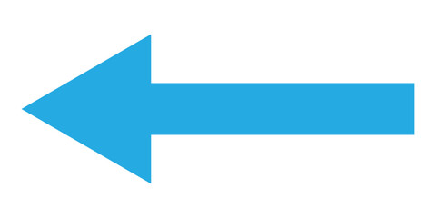 Long blue arrowhead vector icon set.  Isolated long blue arrow icon on white background. Left side directional arrows. 