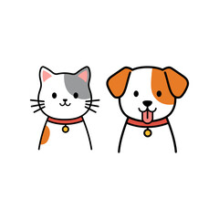 Minimalist dog and cat icon illustrations cartoon. Clean lines, flat design, suitable for web print and app logo icon vector png transparent background