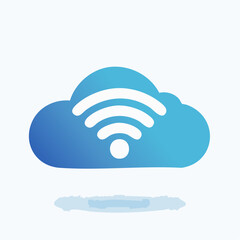 Fototapeta premium Conceptual Illustration of Wireless Cloud Connectivity and Digital Networking in a Blue Gradient
