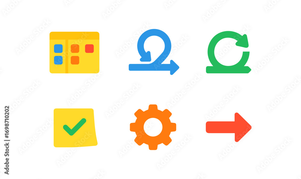 Poster agile methodology icon set for project management and workflow design