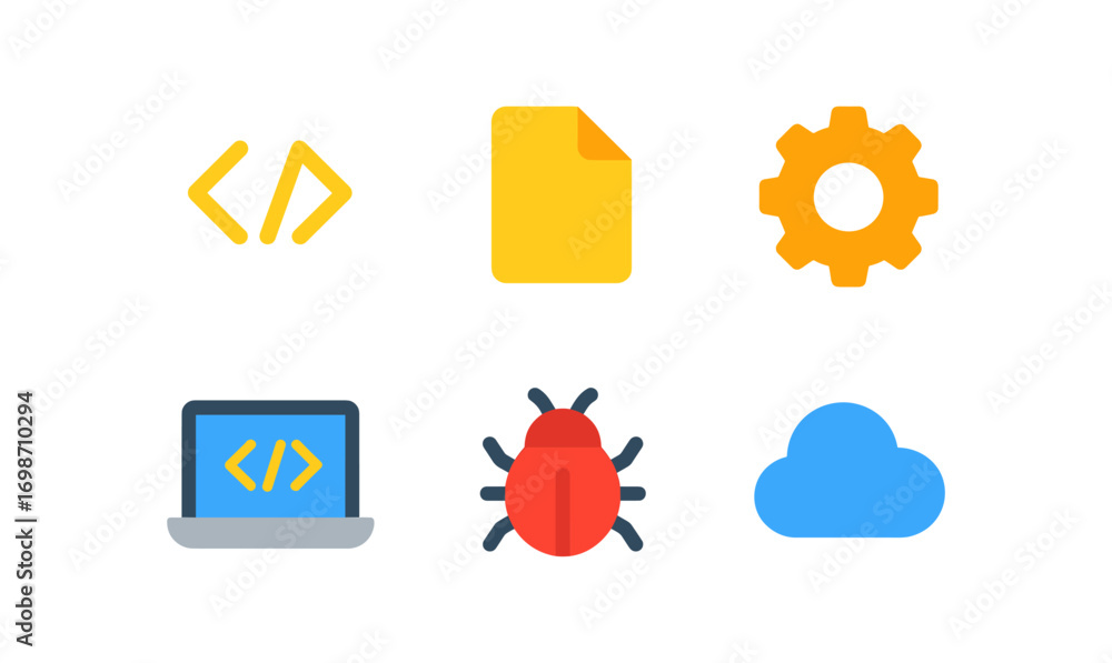 Poster essential software development icons for design projects and digital communication