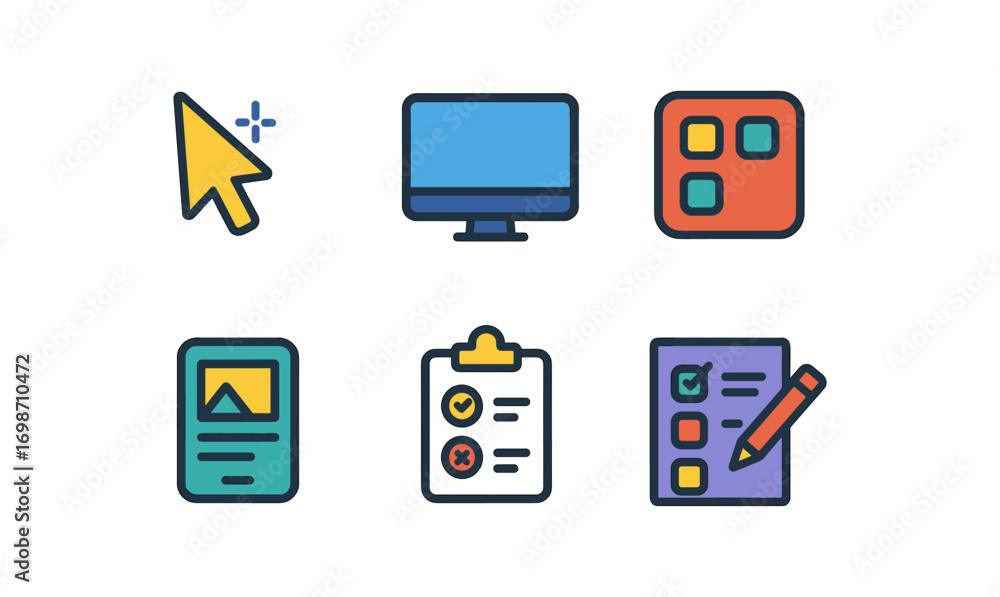Fototapete ui ux design icons collection for digital interface and software development
