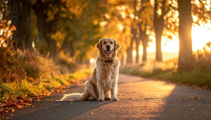 Golden Retriever in Autumnal Sunlight