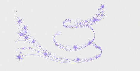 Delicate swirling lavender floral vine with tiny blossoms on a soft white background