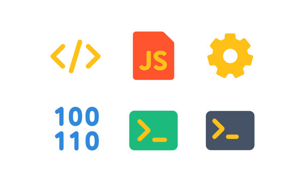 Simple programming icons grid for tech design and development projects