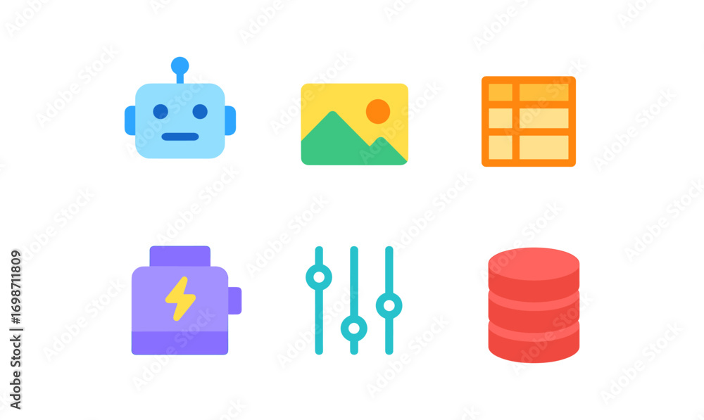 Poster modern data and technology icons for digital projects and design