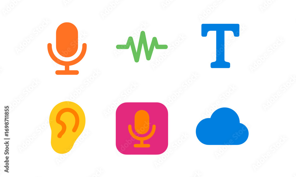Poster speech recognition icons for digital interfaces and apps