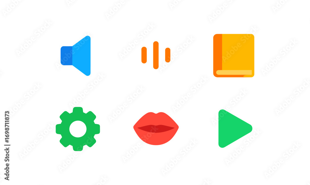 Poster text to speech icons set for communication and digital interface design