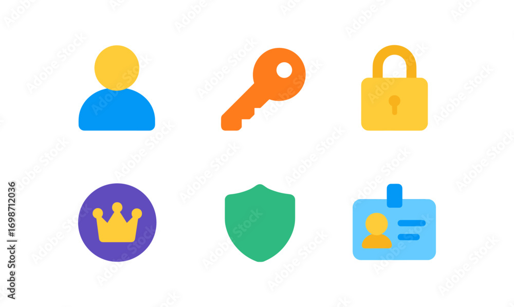 Poster colorful identity icons grid for security and personal identification design