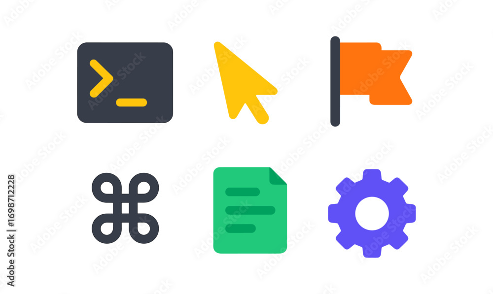 Poster minimalist command line and interface icons for ui design and development