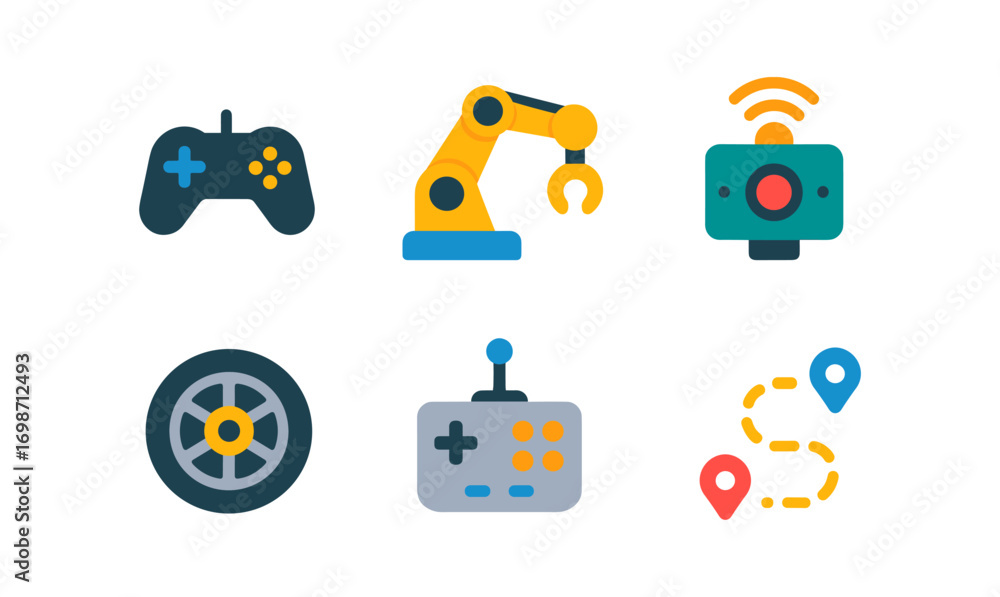 Aufkleber robotics control icons for automation and navigation design