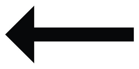 Isolated dark black left side pointing vector arrow set. Arrowhead long vector icons. Bold pointing vector arrow icons. Black long line arrow icon on white background.  