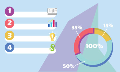 Modern Infographic layout with pie chart, business icons and text list, Vector illustration, workflow, bar chart, Technology. 