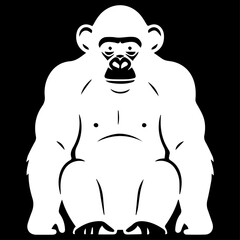 Black silhouette of an chimpanzee, flat vector style.

