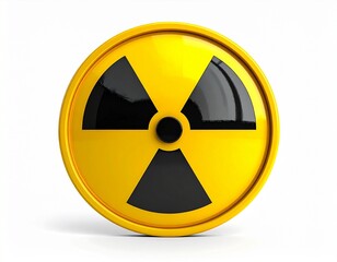 Fototapeta premium Yellow and Black Nuclear Symbol on a White Background