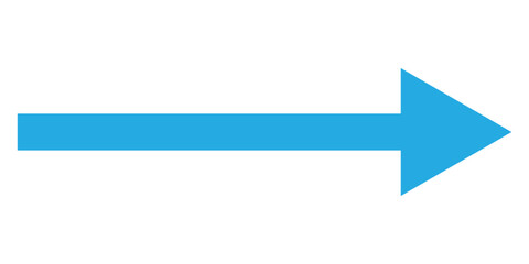 Long blue arrowhead vector icon set.  Isolated long blue arrow icon on white background. EPS 10. 