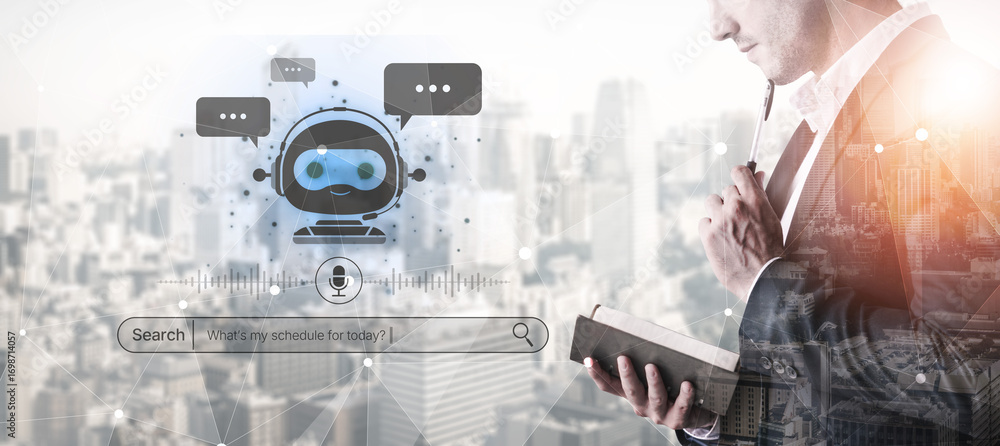Aufkleber ai assistant with voice chat interface, combining smart chatbot, voice command, and ai-powered contr