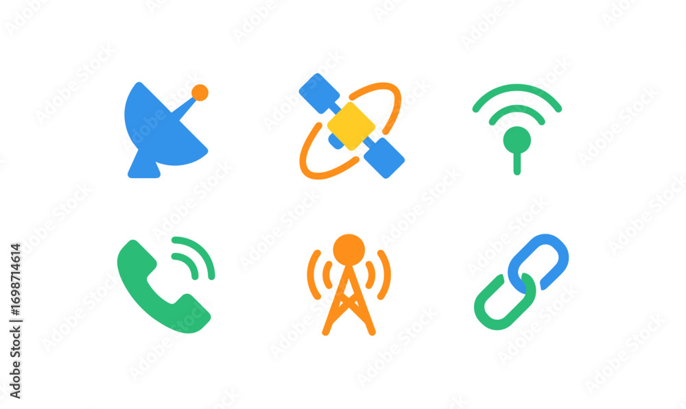 Aufkleber minimalist satellite communication icons for technology and networking design