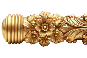 Luxurious golden ornate floral design featuring an acanthus leaf motif against a white background; perfect for decorative design projects