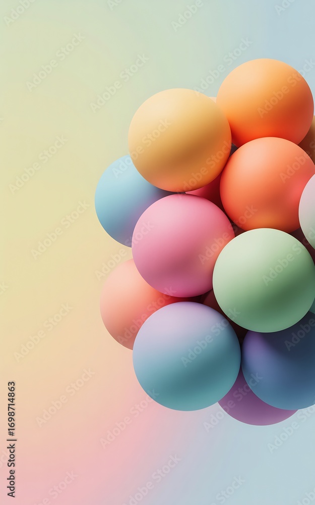 Aufkleber cluster of colorful spheres in pastel shades, creating a soft and playful abstract background