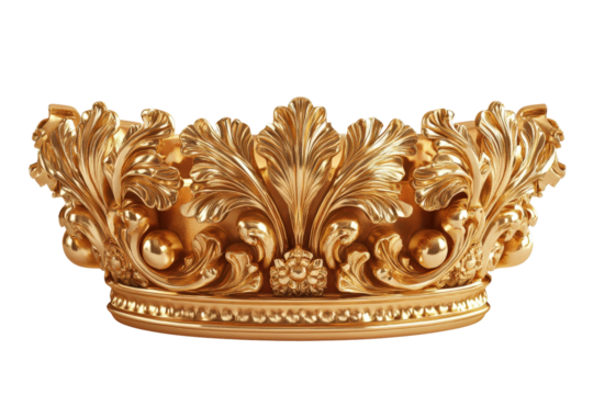 Luxurious golden ornate floral design featuring an acanthus leaf motif against a white background; perfect for decorative design projects