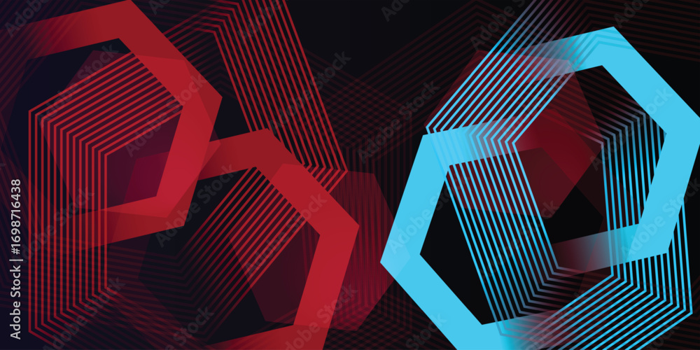 Poster abstract blue modern background with dynamic geometric shapes.abstract red banner background. glowin