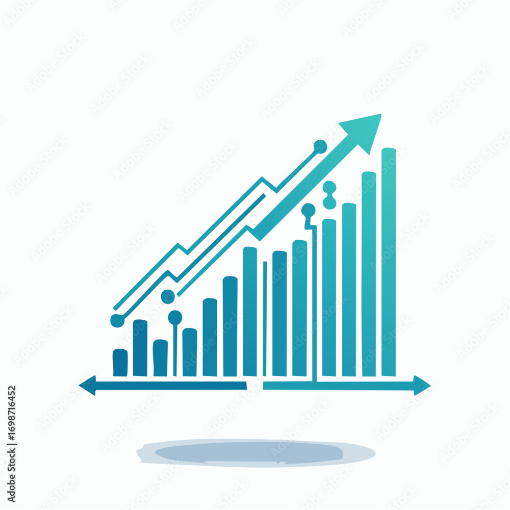 Poster upward trending financial data visualization: a symbolic representation of growth and progress