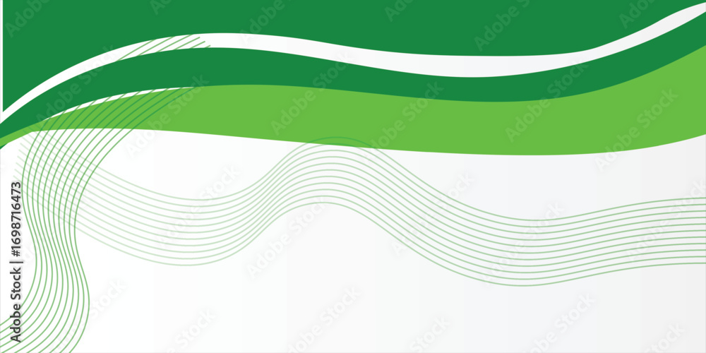 Poster abstract wave green banner background. background design. gradient with geometric lines and light ef