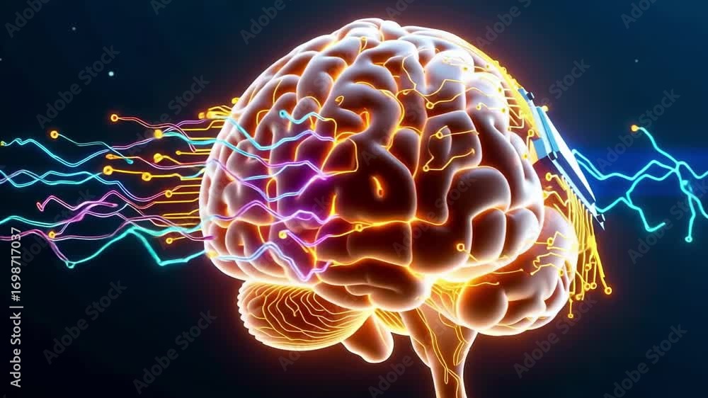 Poster dynamic ai brain visualization shows intelligent neural network pathways powering future innovation 