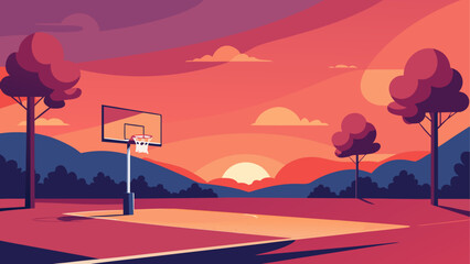 Basketball court at sunset with trees view © Rana Islam