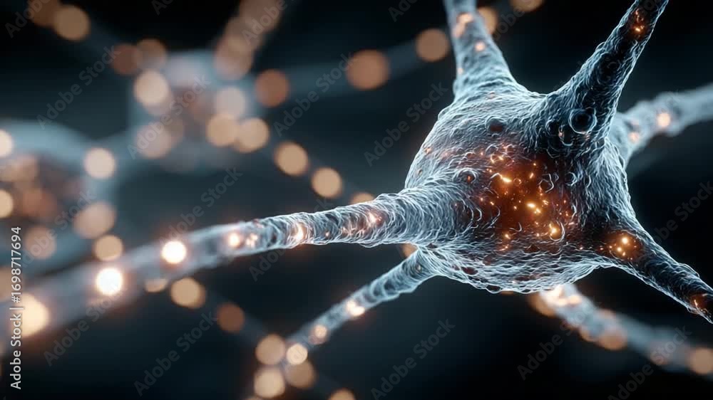 Poster neural symphony: a breathtaking macro perspective of a neuron, a pivotal component of the brain, sho