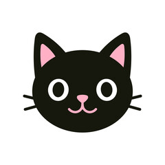 Vector halloween black cat face clipart isolated on white background. Symbol of witchcraft and halloween charm for spooky design.