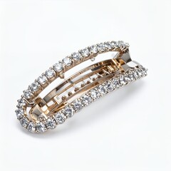 Elegant shimmering hair clip adorned with delicate gemstones isolated on white background